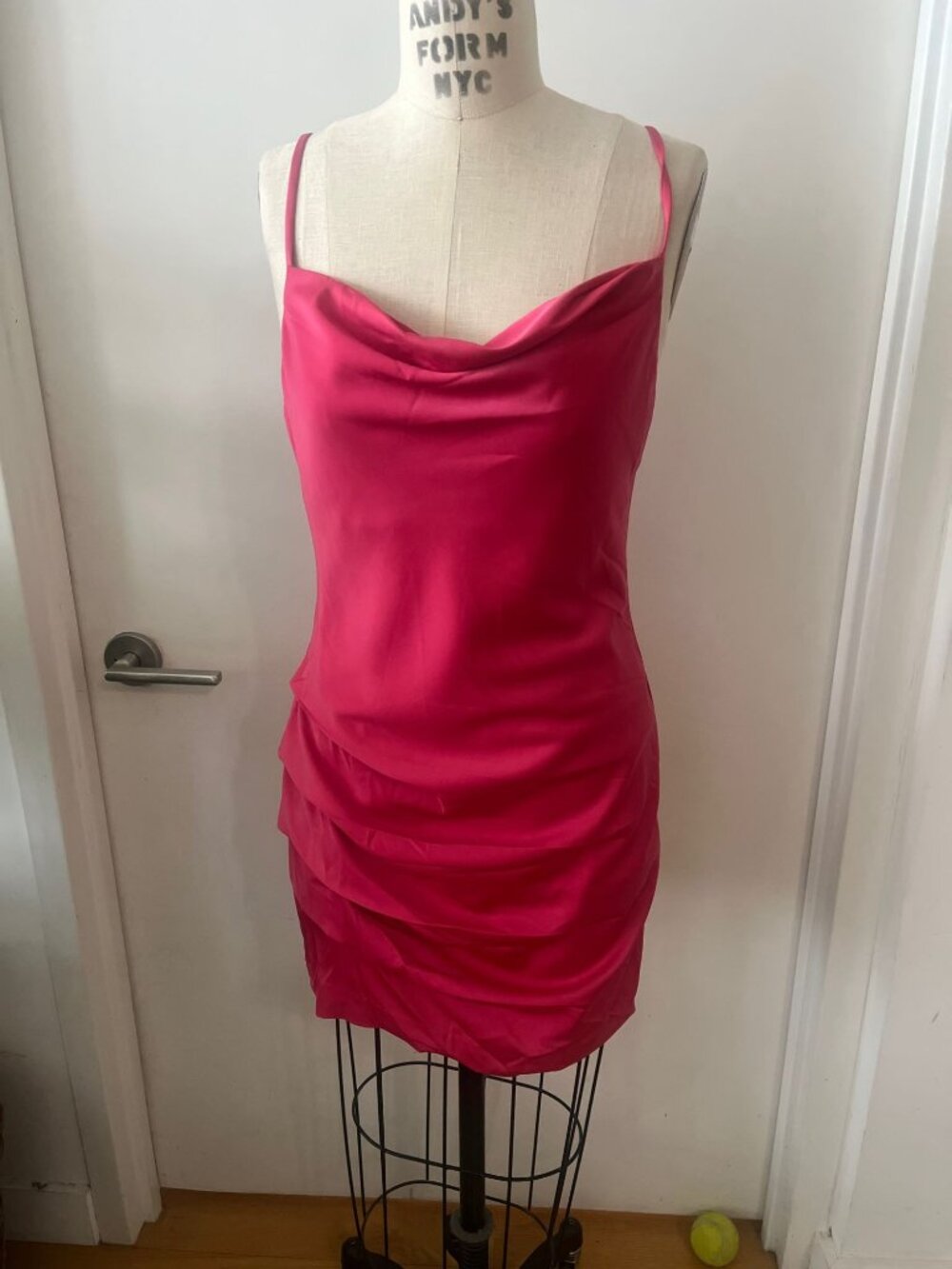 NBD Pink Cowl Neck Mini Dress with Front and Side Ruching Size‎ Medium